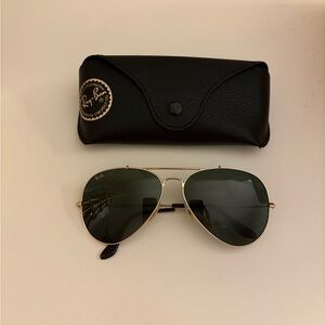 Ray-Ban Gold Aviator Sunglasses with Black Case